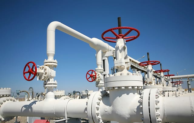The gate valve is on the pipe