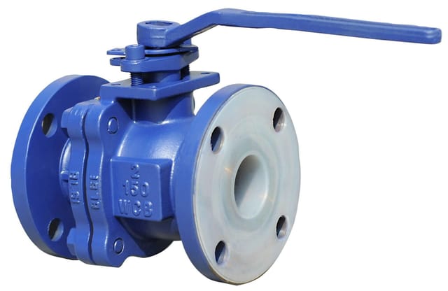 PTFE-lined inner surface of the ball valve